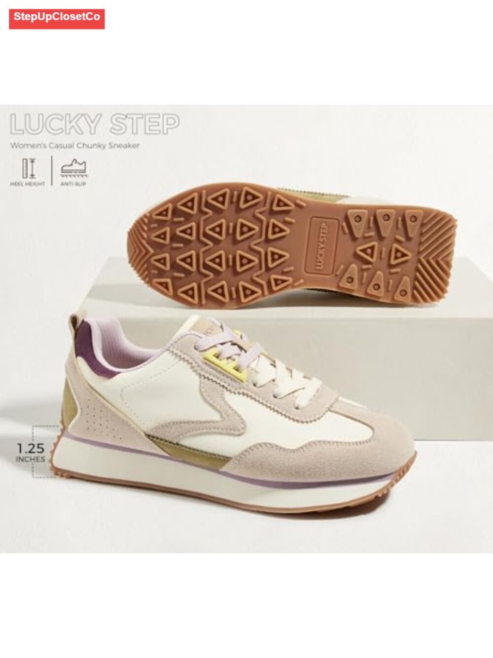 Retro Fashion Sneaker with Extra Shoelaces Lightweight Platform Casual Walking - Picture 6 of 6